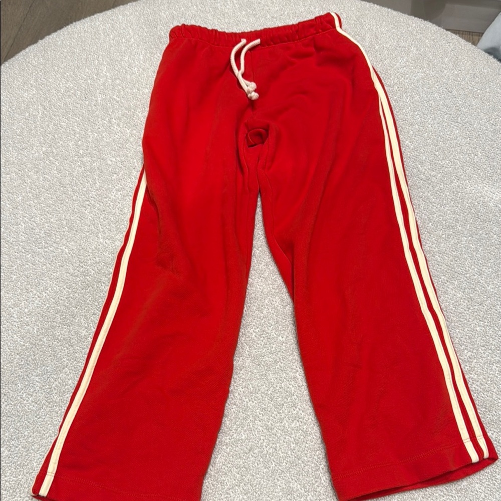 DONNI. Red Track Pants with White Stripes